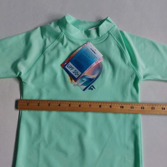 Kanu Surf Girls Size 4T UPF 50+ Rashguard Swim Shirt Ice Green Skin Protection - Picture 3 of 5